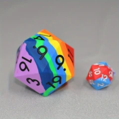 D20 Silicone Dice - 50mm, Vibrant Rainbow